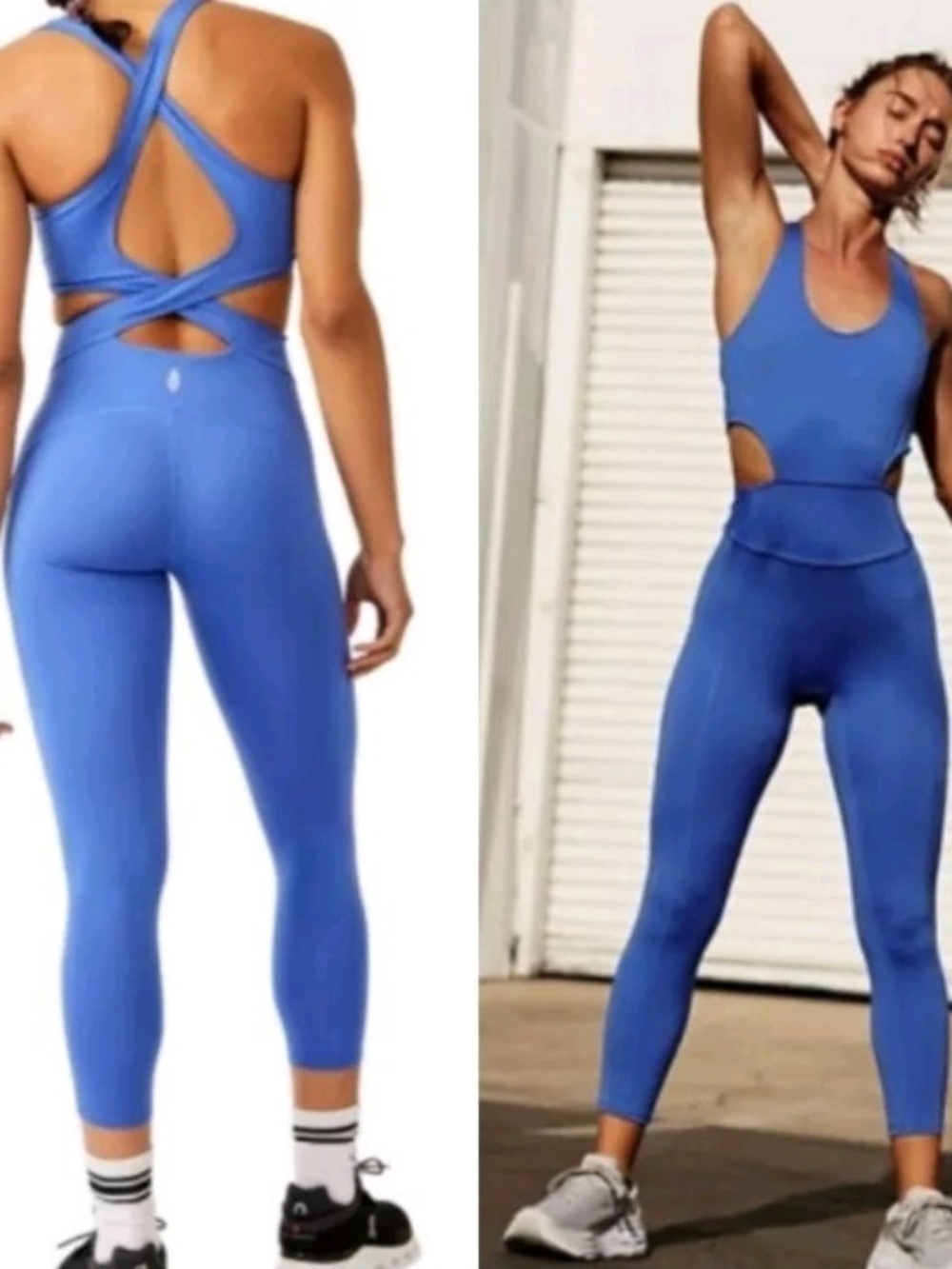 NWT FP MOVEMENT  Back It Up Jumpsuit "Swim Club Pool Blue" - Size M